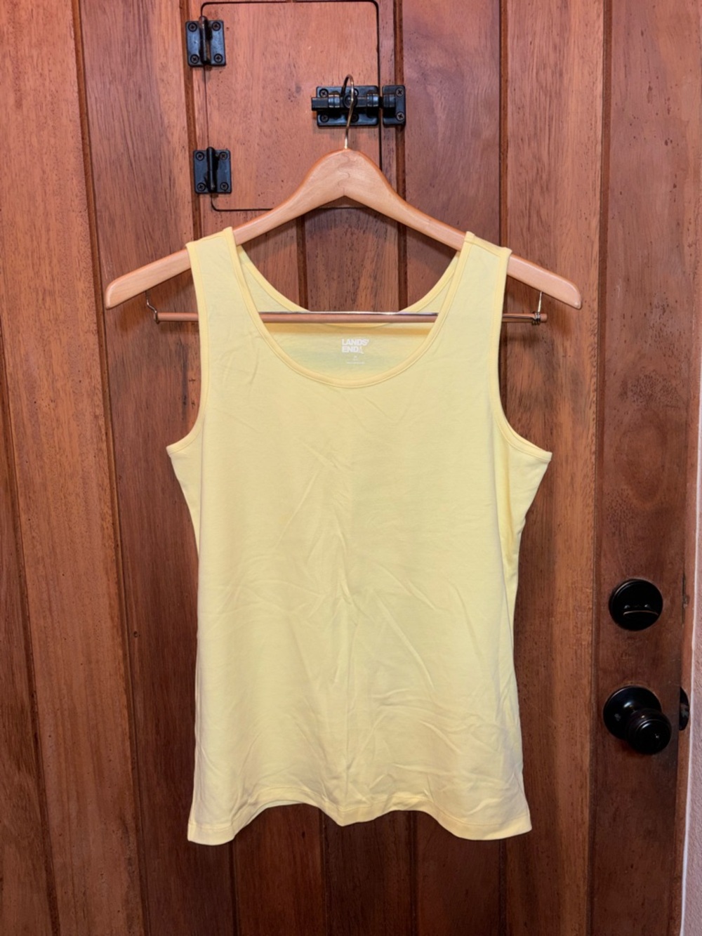 Lands' End Pale Yellow Cotton Scoop Neck Tank Top